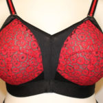 Red bra with black band accents