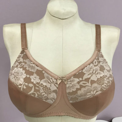 Beige bra with white embroidery